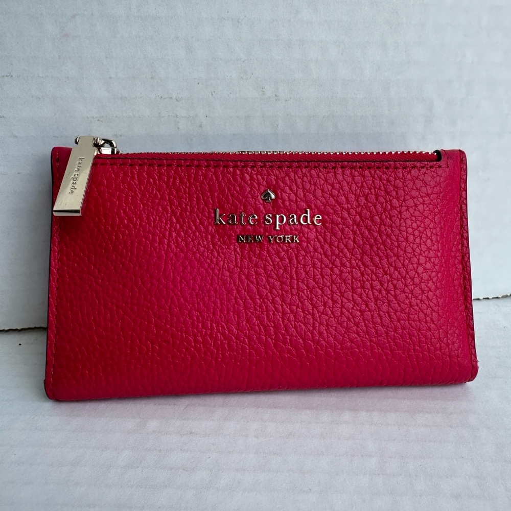 Kate Spade Fuchsia Leather Wallet Zip Around Pink Organizer
